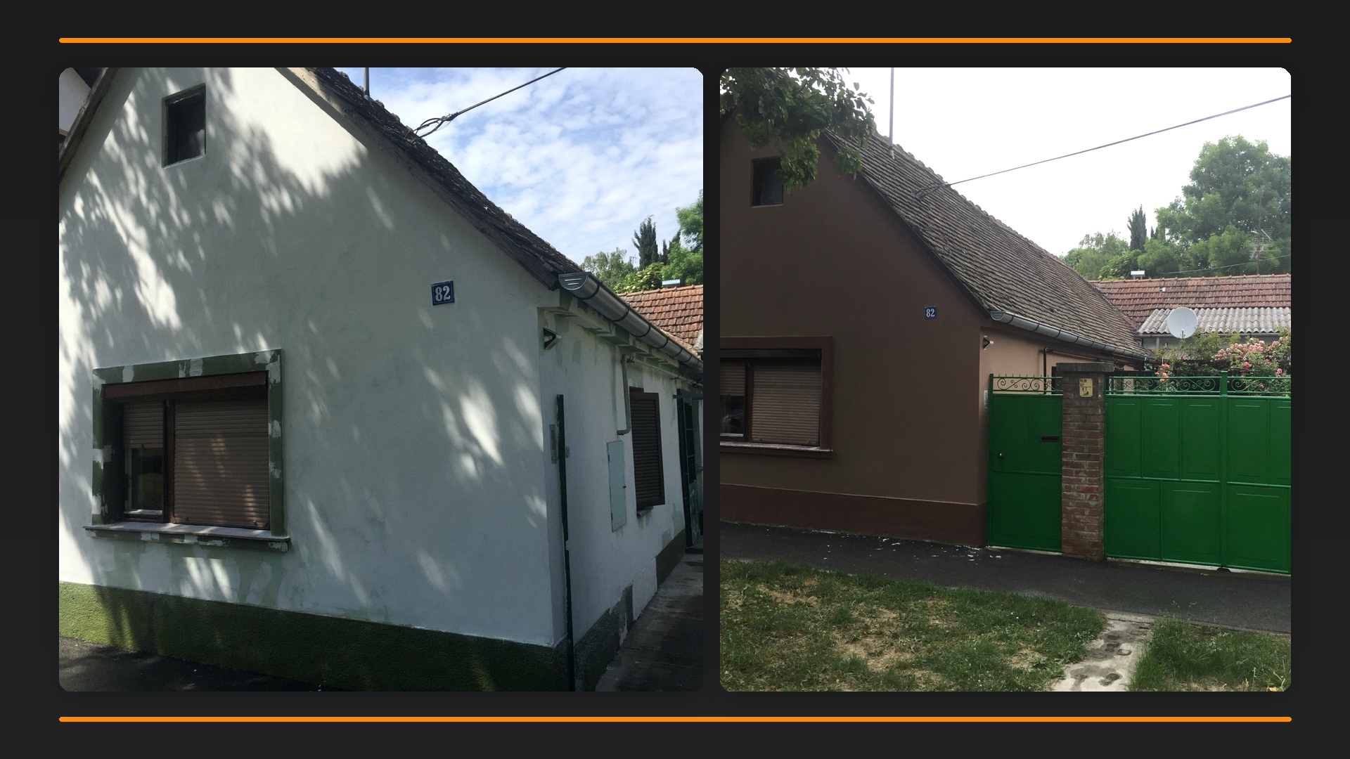 Pročelje kuće prije i poslije završnog fasaderskog sloja – 1440MM Osijek
