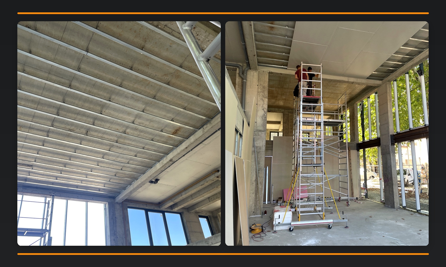 Knauf spušteni strop u poslovnom prostoru u fazi izvedbe – suha gradnja 1440MM Osijek